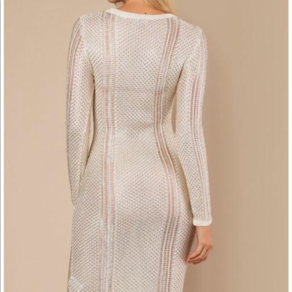 Metallic White Gold Sweater Dress - Picture 3 of 4